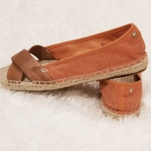 Tommy Bahama Veranda Linen Leather Espadrilles Open Toe Loafers 7